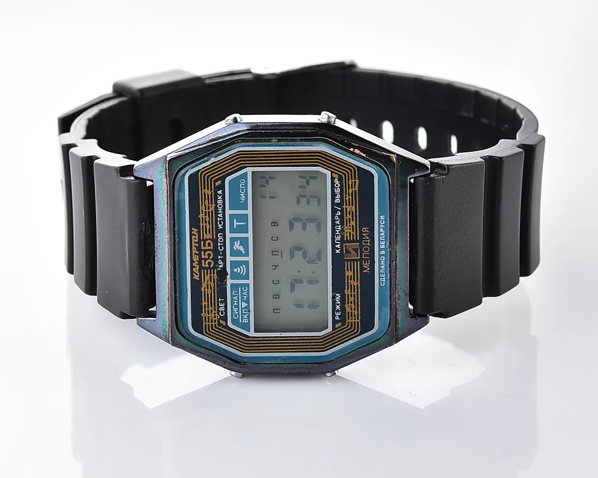 Digital vintage USSR wristwatch Electronika 55B with two melodies + intermittent signal