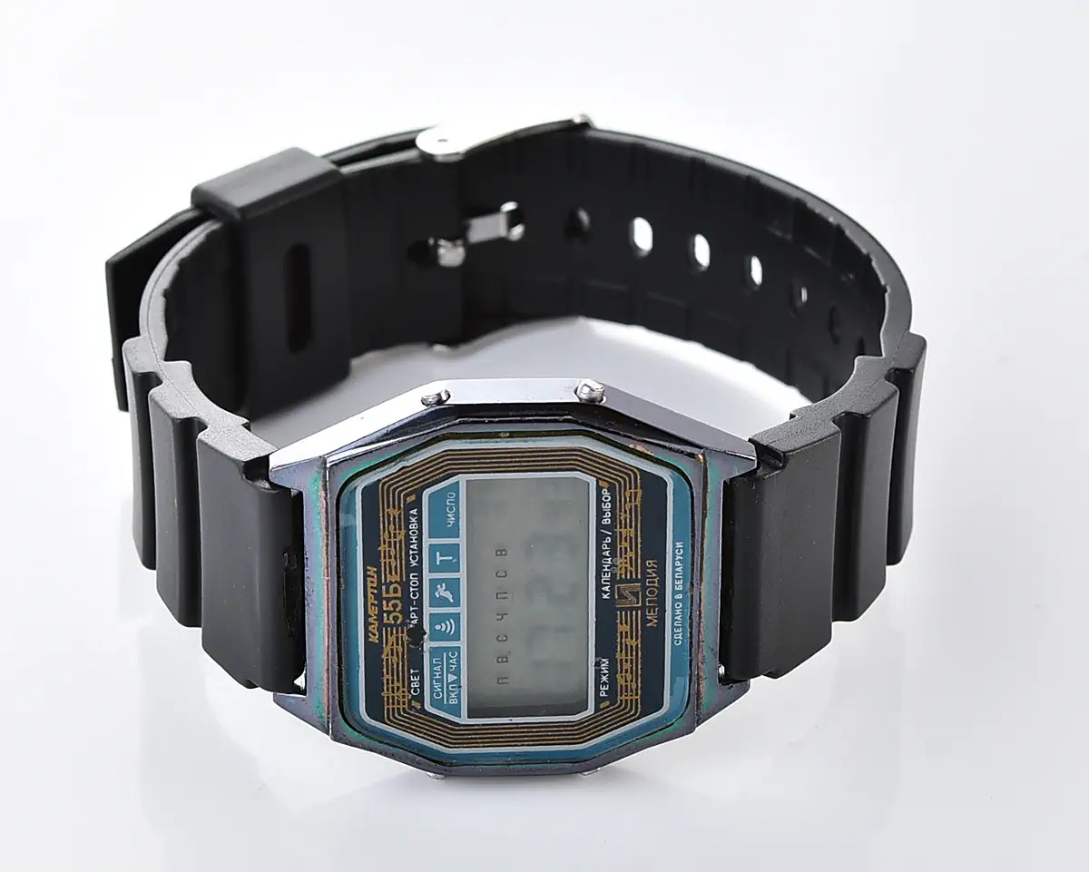 Digital vintage USSR wristwatch Electronika 55B with two melodies + intermittent signal