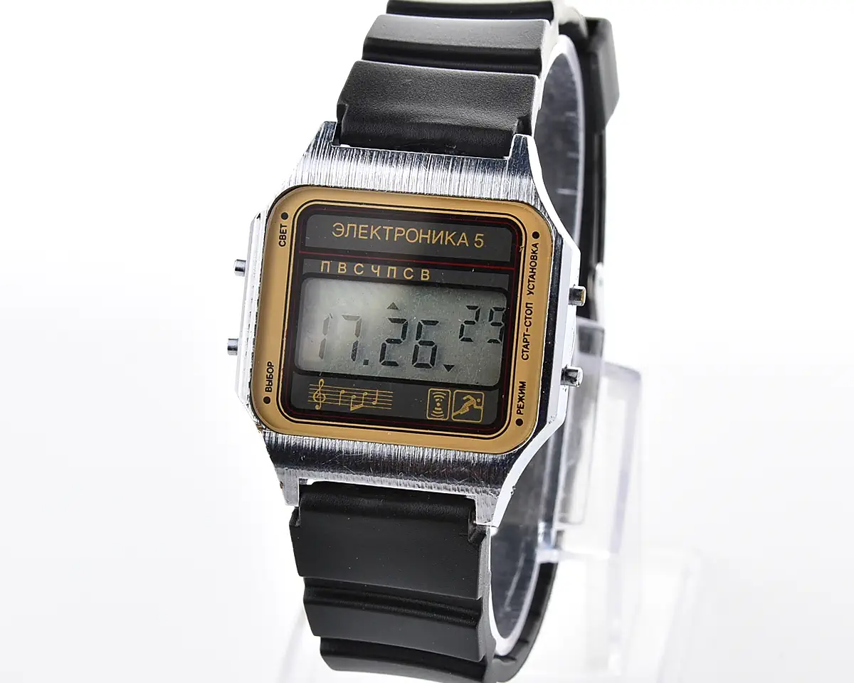 Excellent digital vintage wristwatch Electronika-5 - with two melodies + intermittent signal