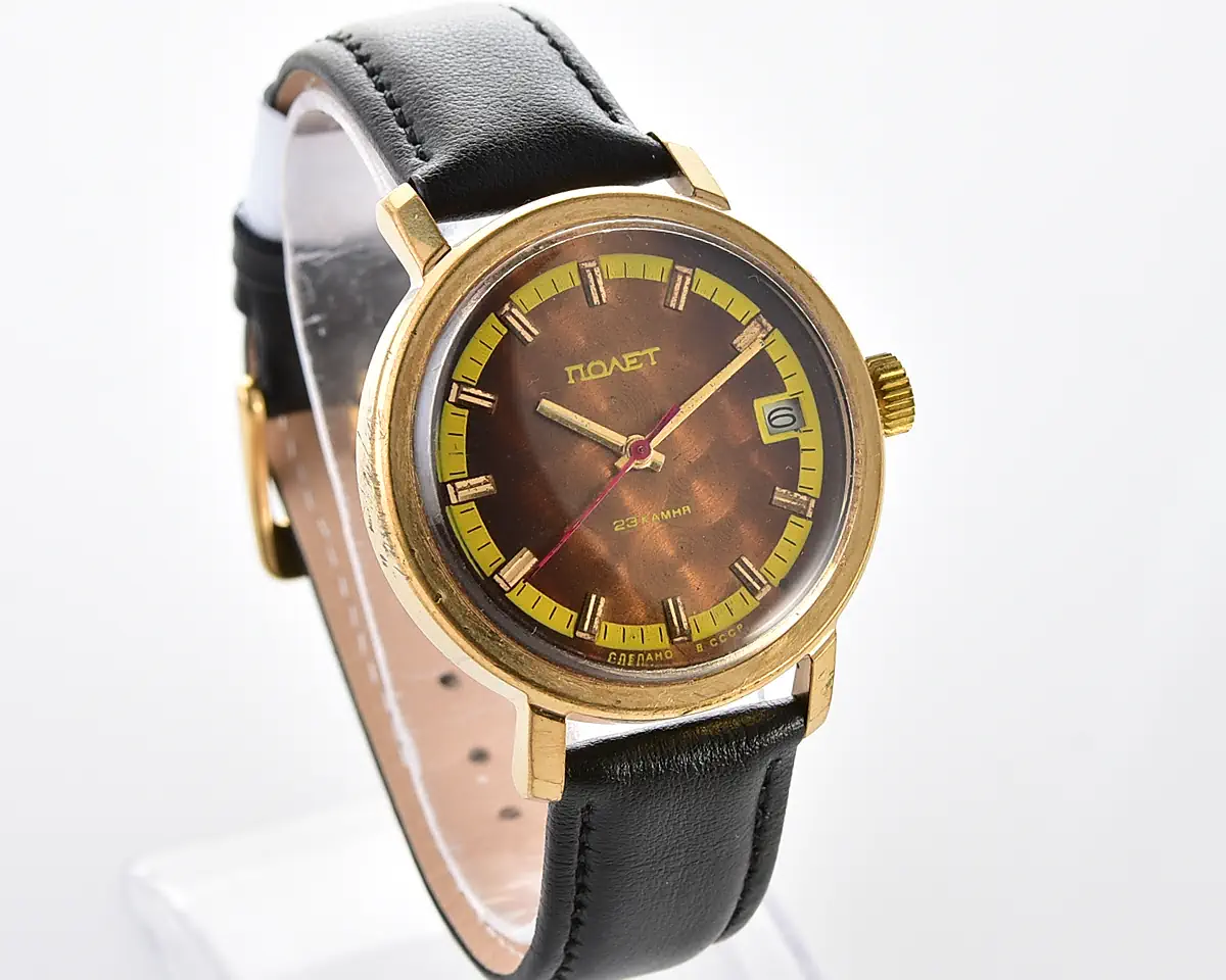 Vintage Soviet gold-plated "Poljot" mechanical watch with automatic self-winding movement