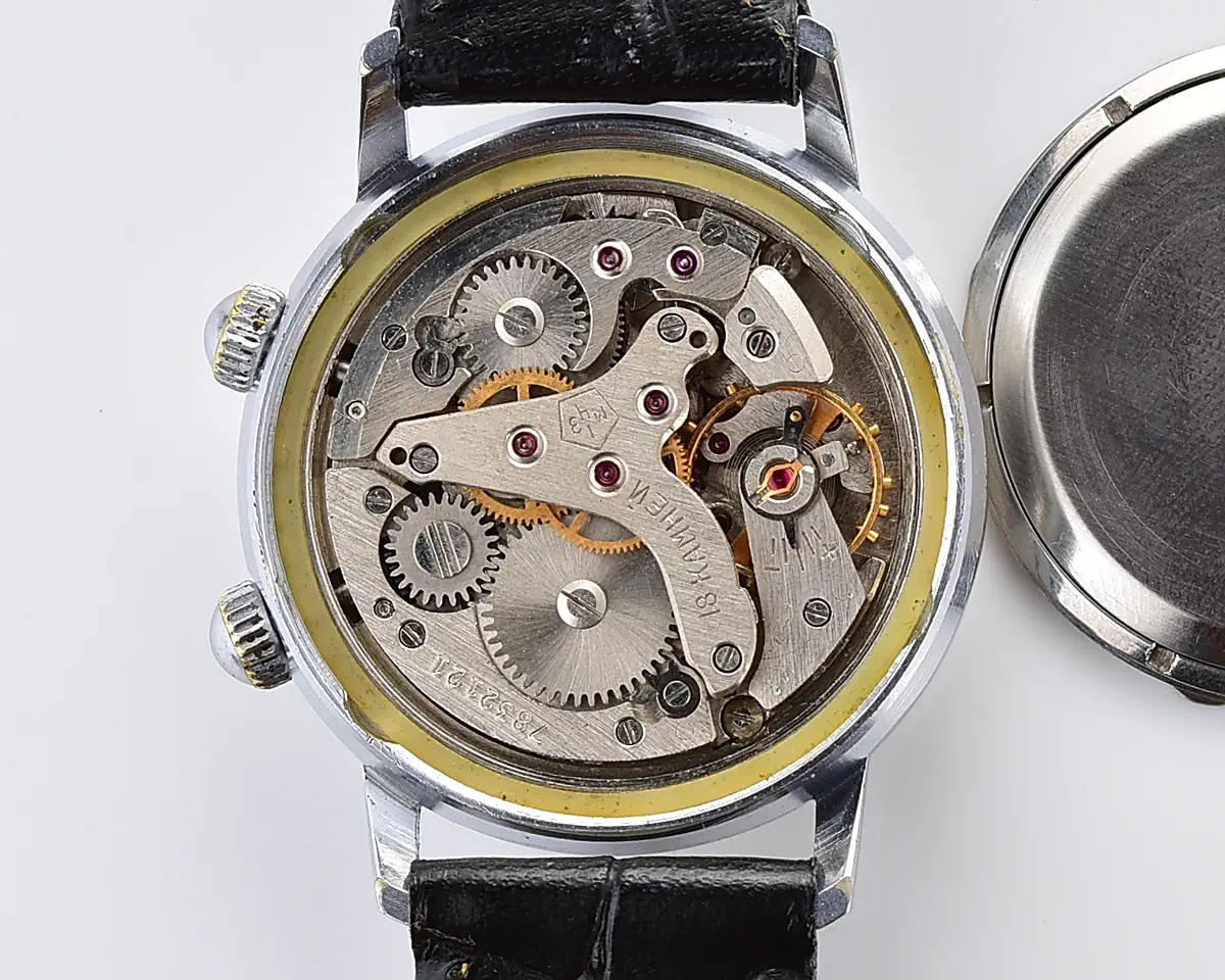 Vintage Soviet mechanical watch Poljot with silver dial & alarm function