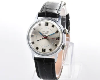 Vintage Soviet mechanical watch Poljot with silver dial & alarm function