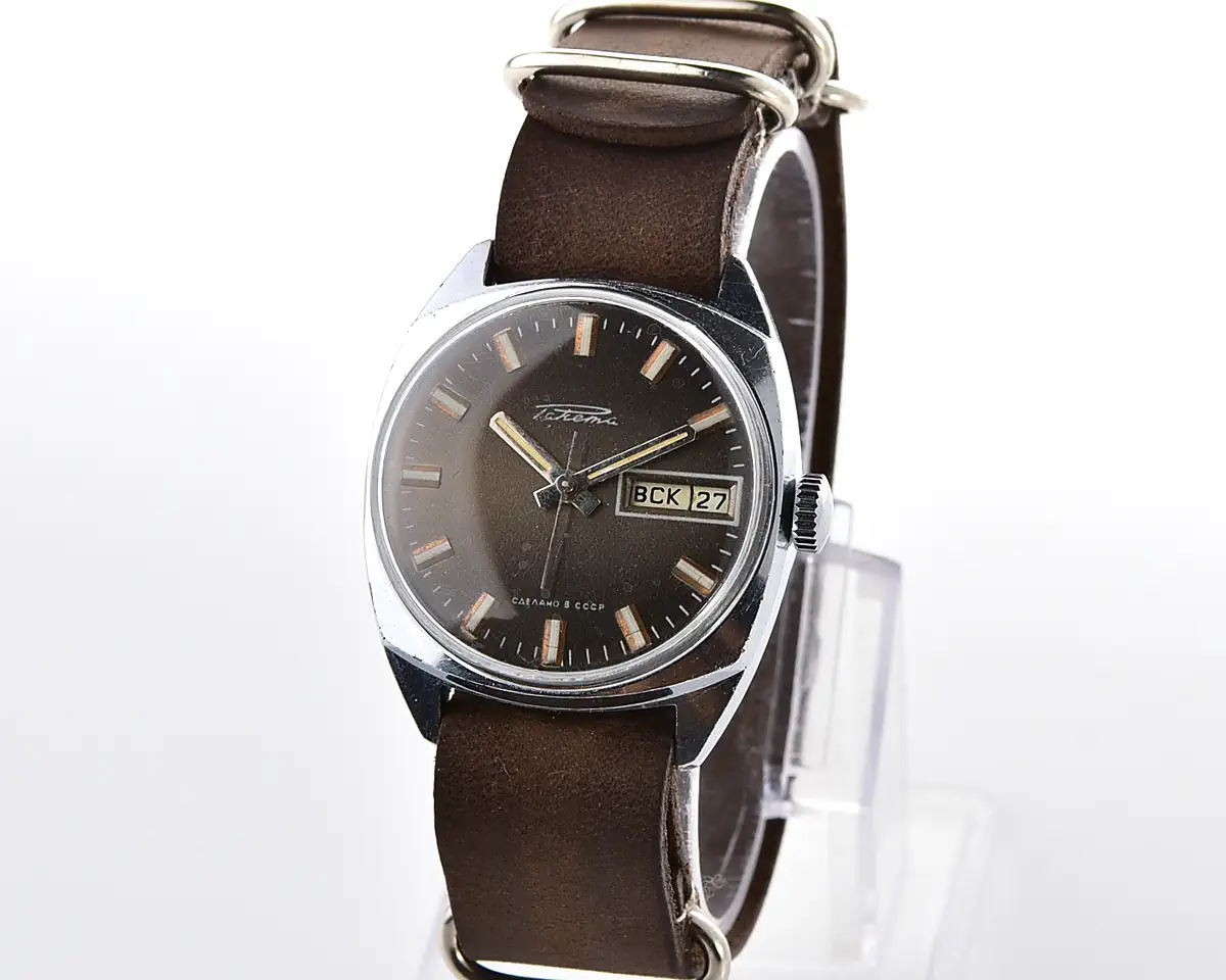 Vintage Soviet Raketa Day-Date - Brown Gradient Dial, Russian Day, Cal. 2628.H