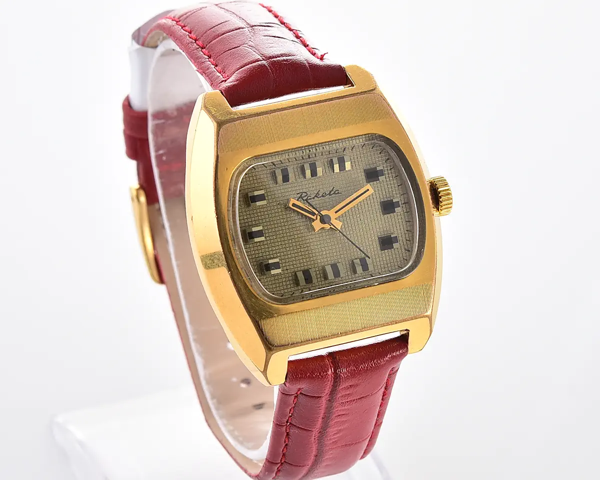 Vintage Soviet Raketa gold-plated mechanical wristwatch