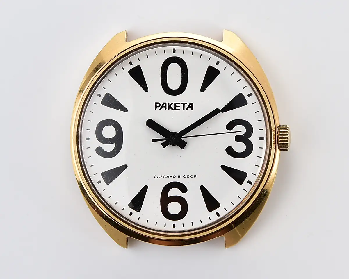 TIME CAPSULE: Soviet vintage gold-plated mechanical watch Raketa “big zero”, New Old Stock (NOS)!
