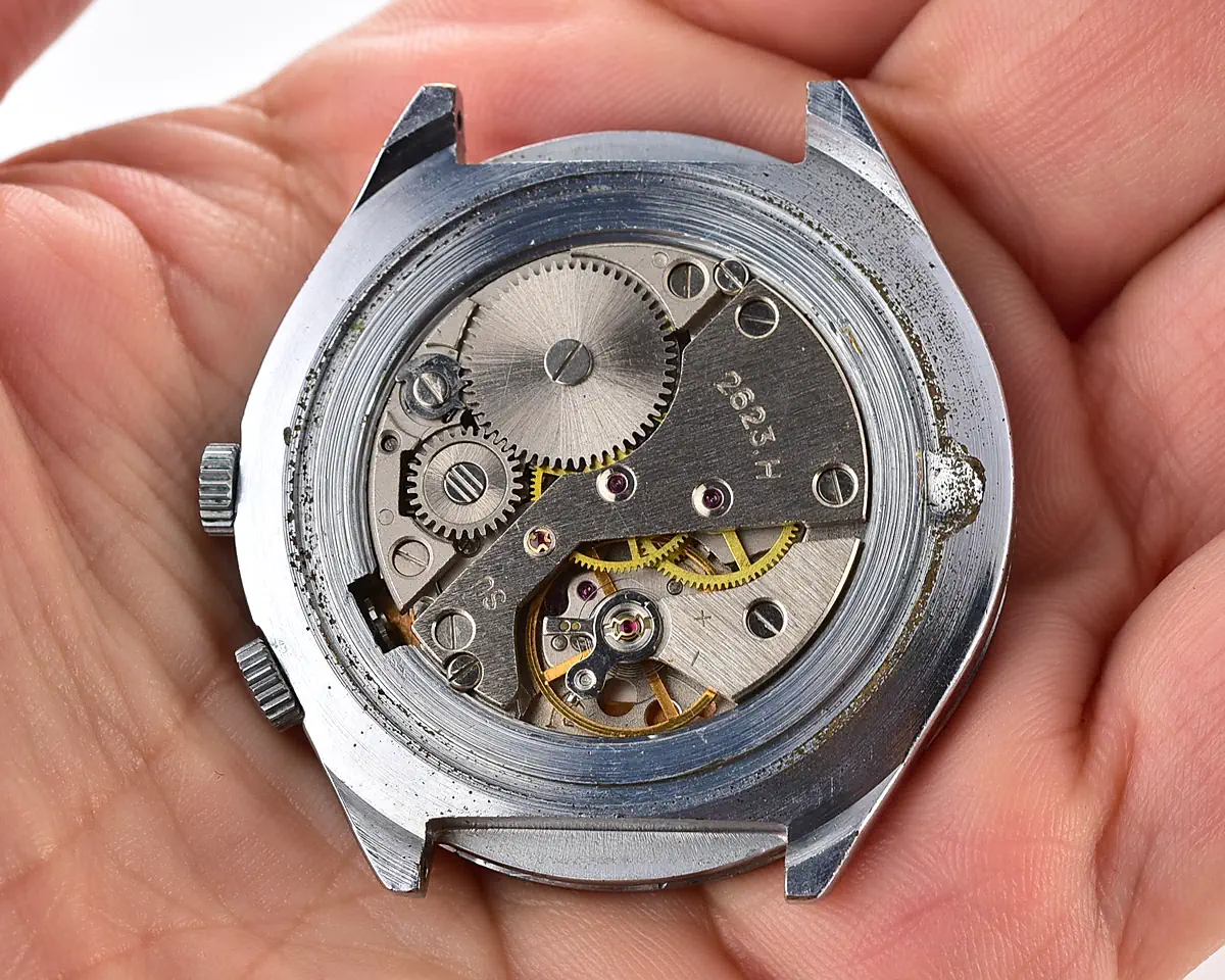 Vintage Soviet mechanical Raketa watch with 24 hours 2623.H mechanical movement