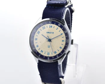 Vintage Soviet mechanical Raketa watch with 24 hours 2623.H mechanical movement
