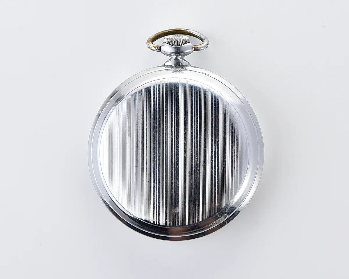 Vintage UMF Ruhla Saturn Pocket Watch – Two-Tone Dial with Chain from the 1950s