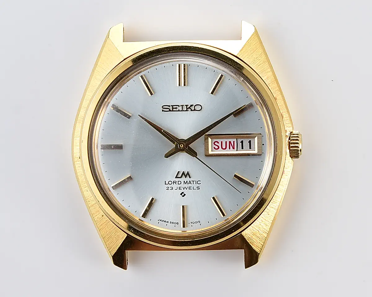 Vintage Seiko Lord Matic – Japanese National Railways Award Watch with Silver Sunburst Day-Date