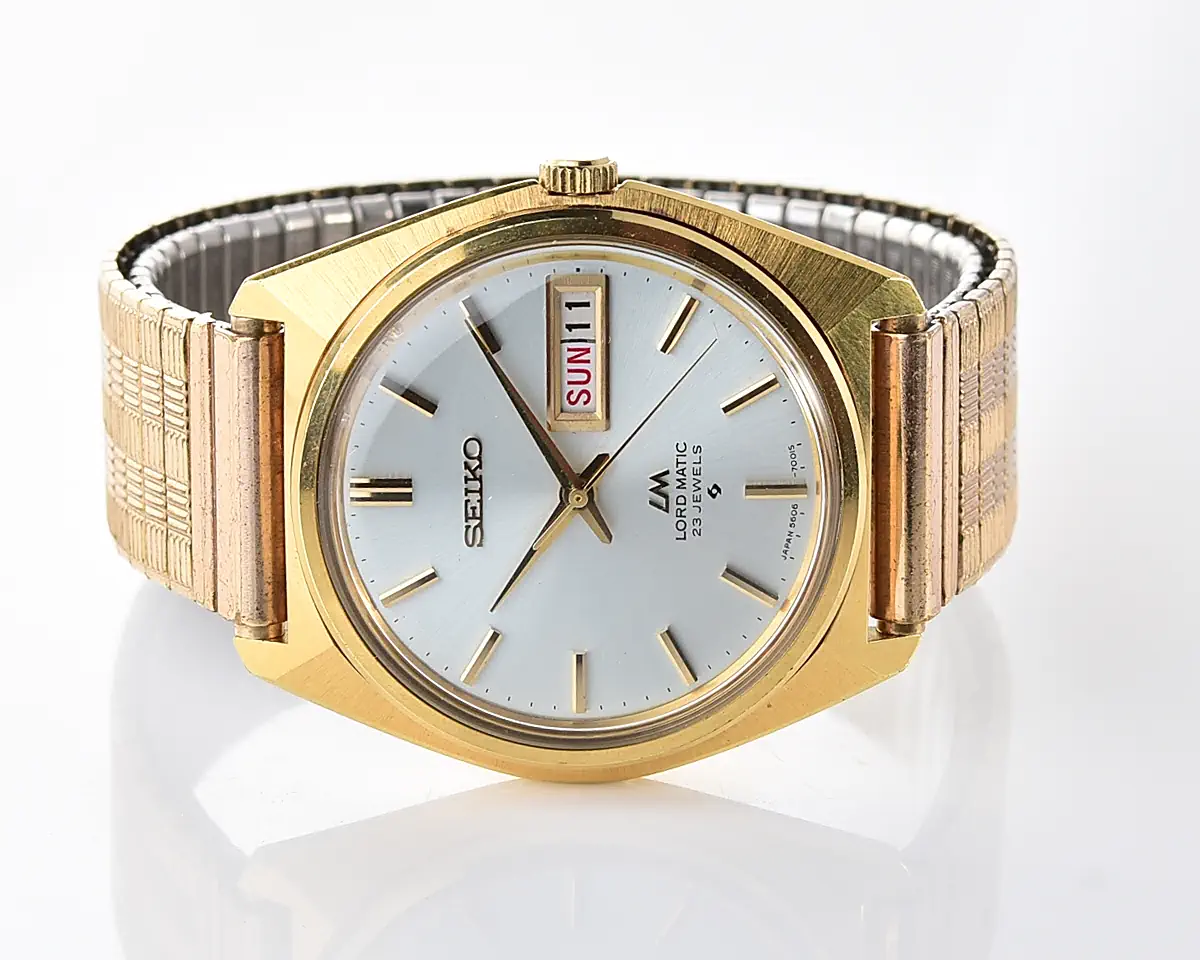 Vintage Seiko Lord Matic – Japanese National Railways Award Watch with Silver Sunburst Day-Date