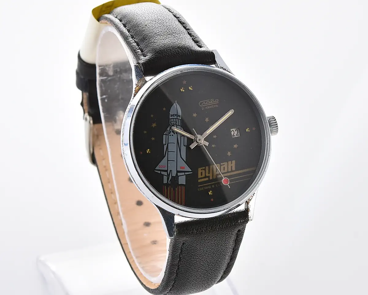 Vintage Soviet Slava "Buran" Space Shuttle - Black Dial with Date - Image 3