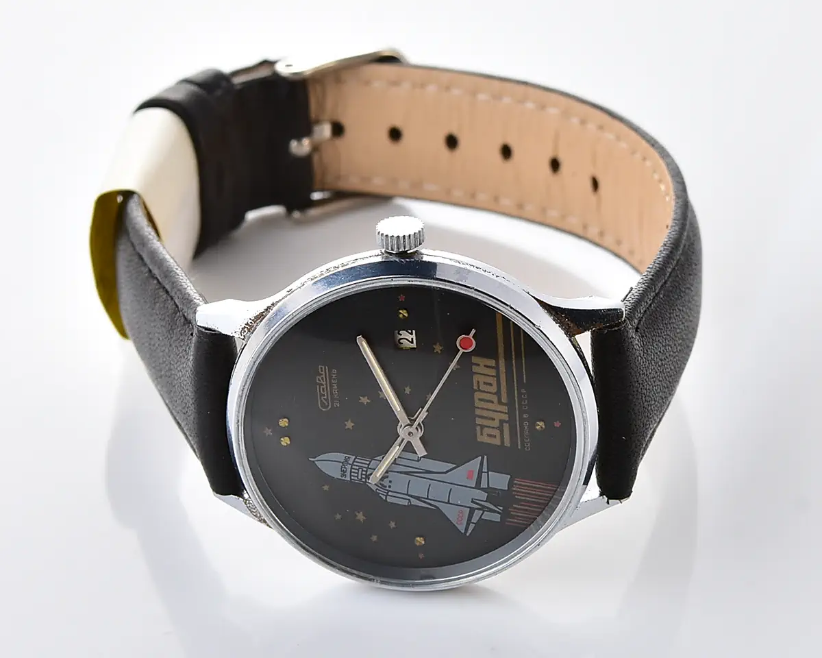 Vintage Soviet Slava "Buran" Space Shuttle - Black Dial with Date - Image 5