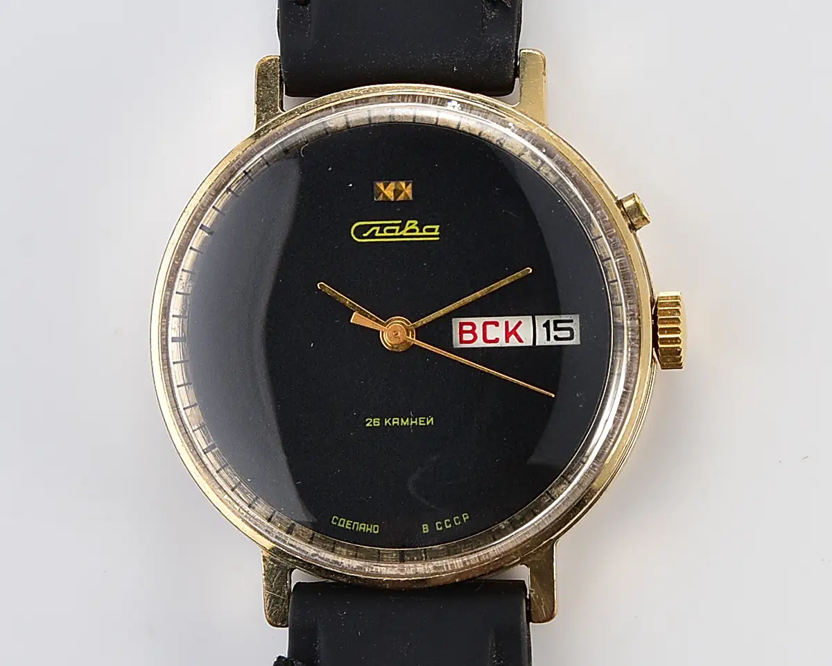 Gold-plated Slava Soviet mechanical vintage watch - Image 9