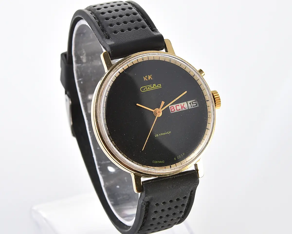 Gold-plated Slava Soviet mechanical vintage watch - Image 3
