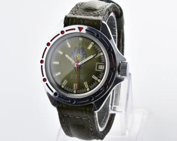 Vostok Komandirskie mechanical watch with date – green KGB dial