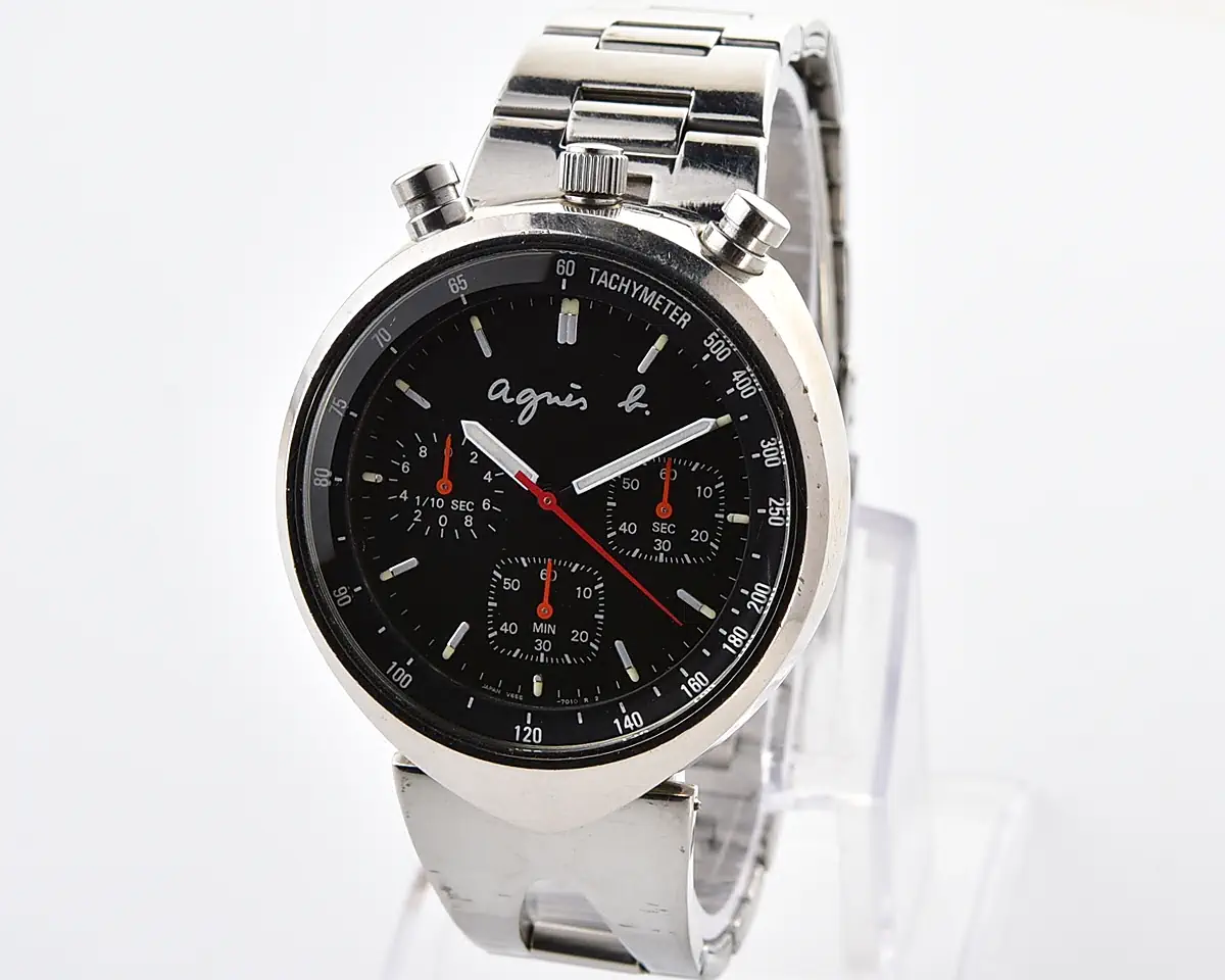 Vintage Seiko Agnès b. Bullhead Chronograph – Black Dial 1/10 Sec Quartz from November 1997