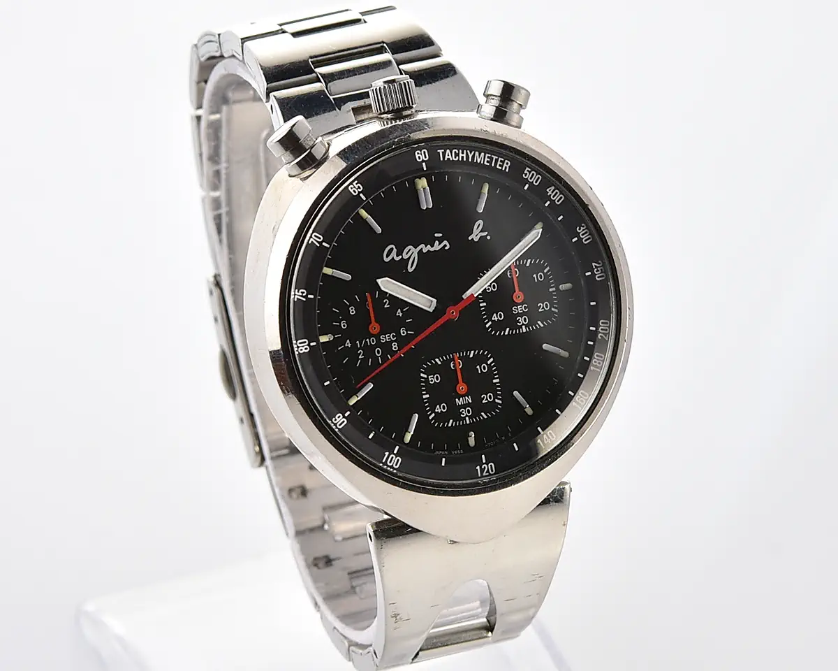 Vintage Seiko Agnès b. Bullhead Chronograph – Black Dial 1/10 Sec Quartz from November 1997 - Image 3