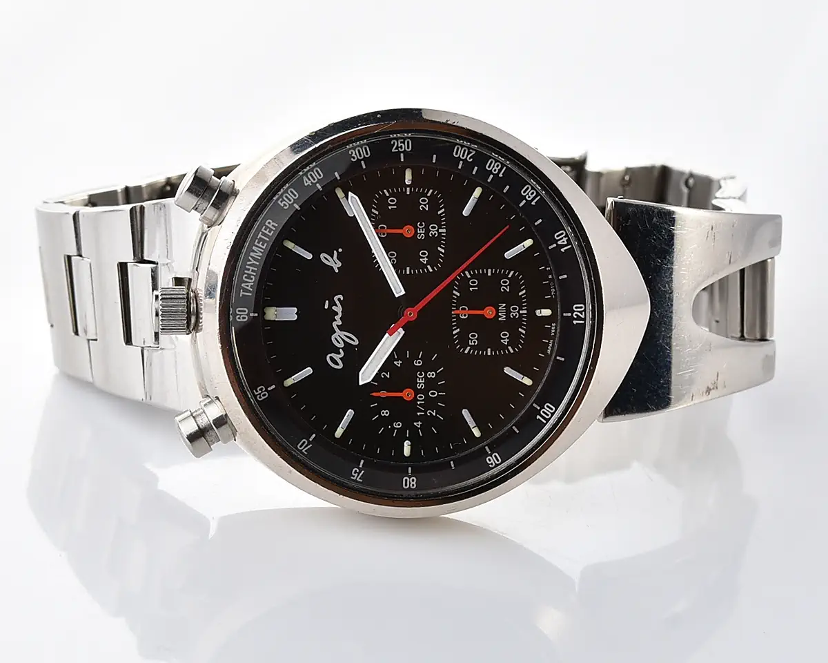 Vintage Seiko Agnès b. Bullhead Chronograph – Black Dial 1/10 Sec Quartz from November 1997 - Image 4