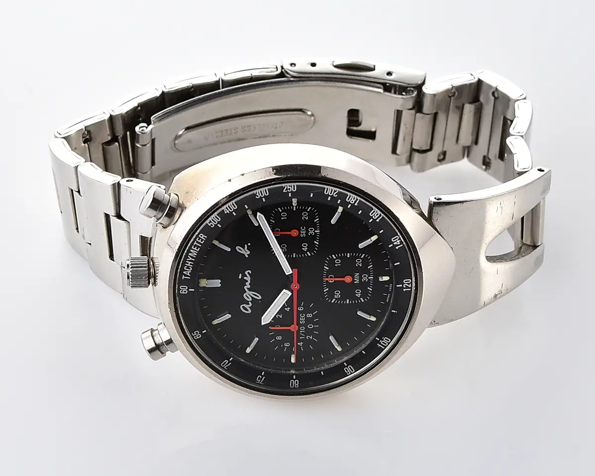 Vintage Seiko Agnès b. Bullhead Chronograph – Black Dial 1/10 Sec Quartz from November 1997 - Image 5
