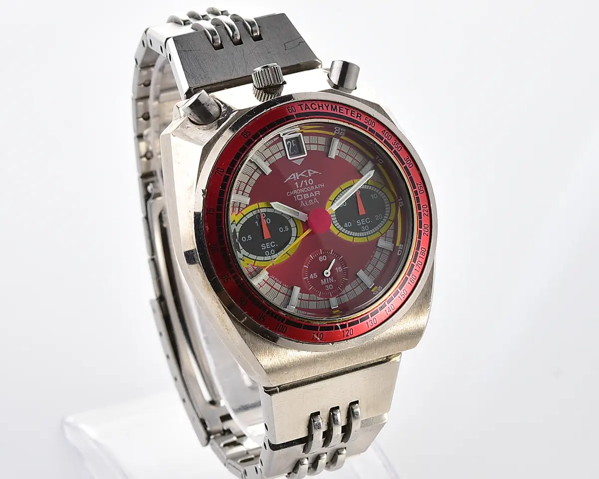 Vintage Alba AKA Bullhead Chronograph – Red Dial 1/10 Sec Quartz from February 1997 - Image 3
