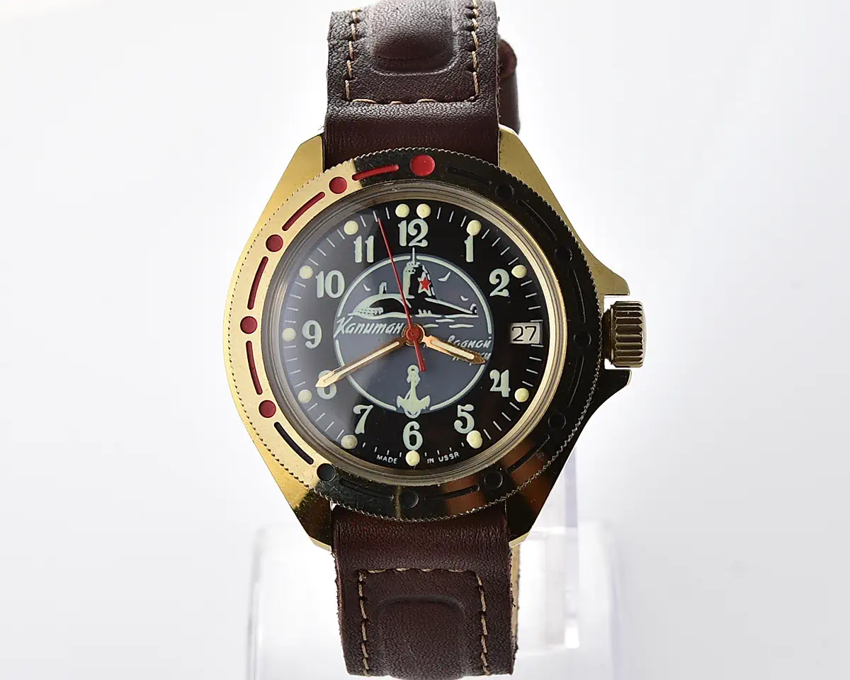 Excellent Soviet Vostok Komandirskie mechanical watch with date – gold-tone Submarine Captain - Image 2