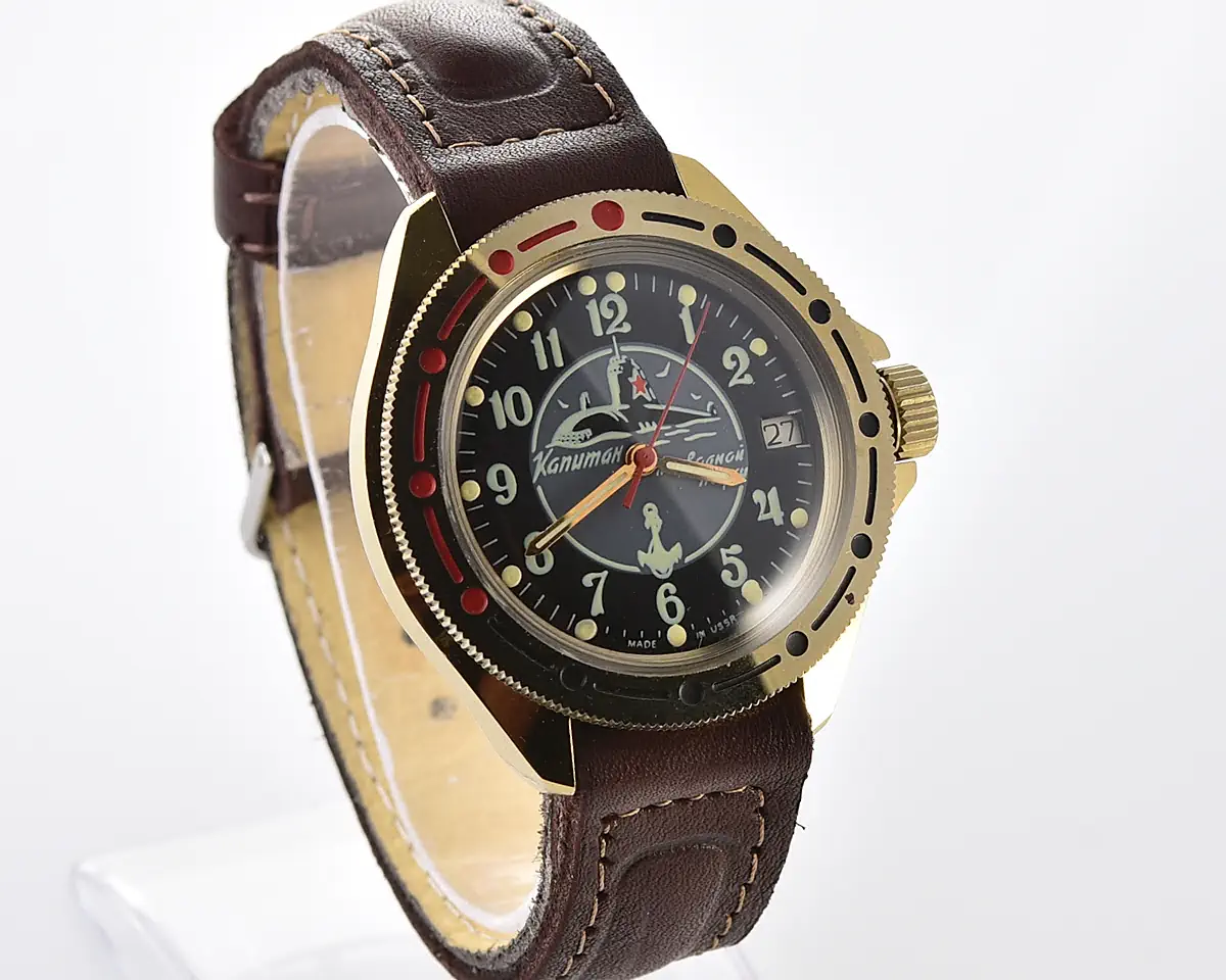 Excellent Soviet Vostok Komandirskie mechanical watch with date – gold-tone Submarine Captain - Image 3