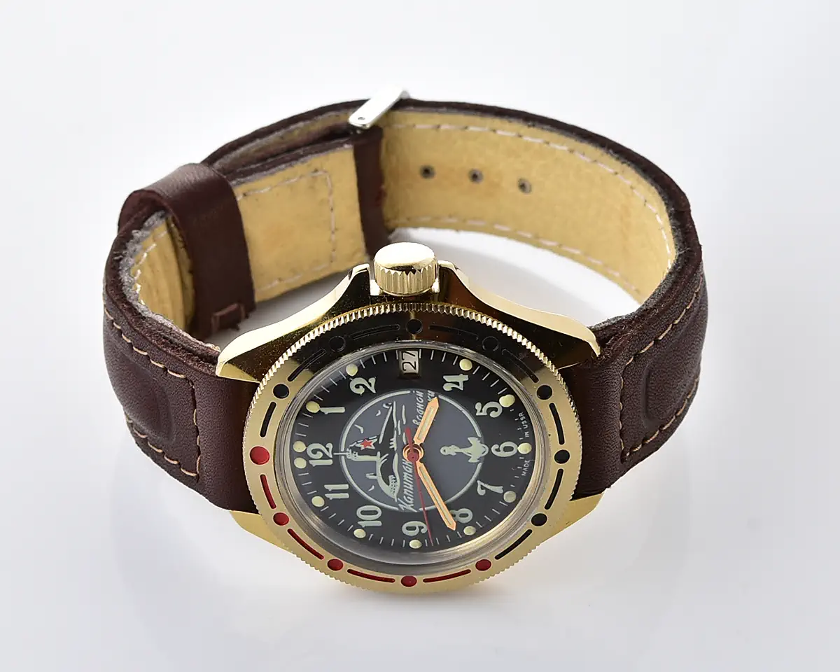 Excellent Soviet Vostok Komandirskie mechanical watch with date – gold-tone Submarine Captain - Image 6