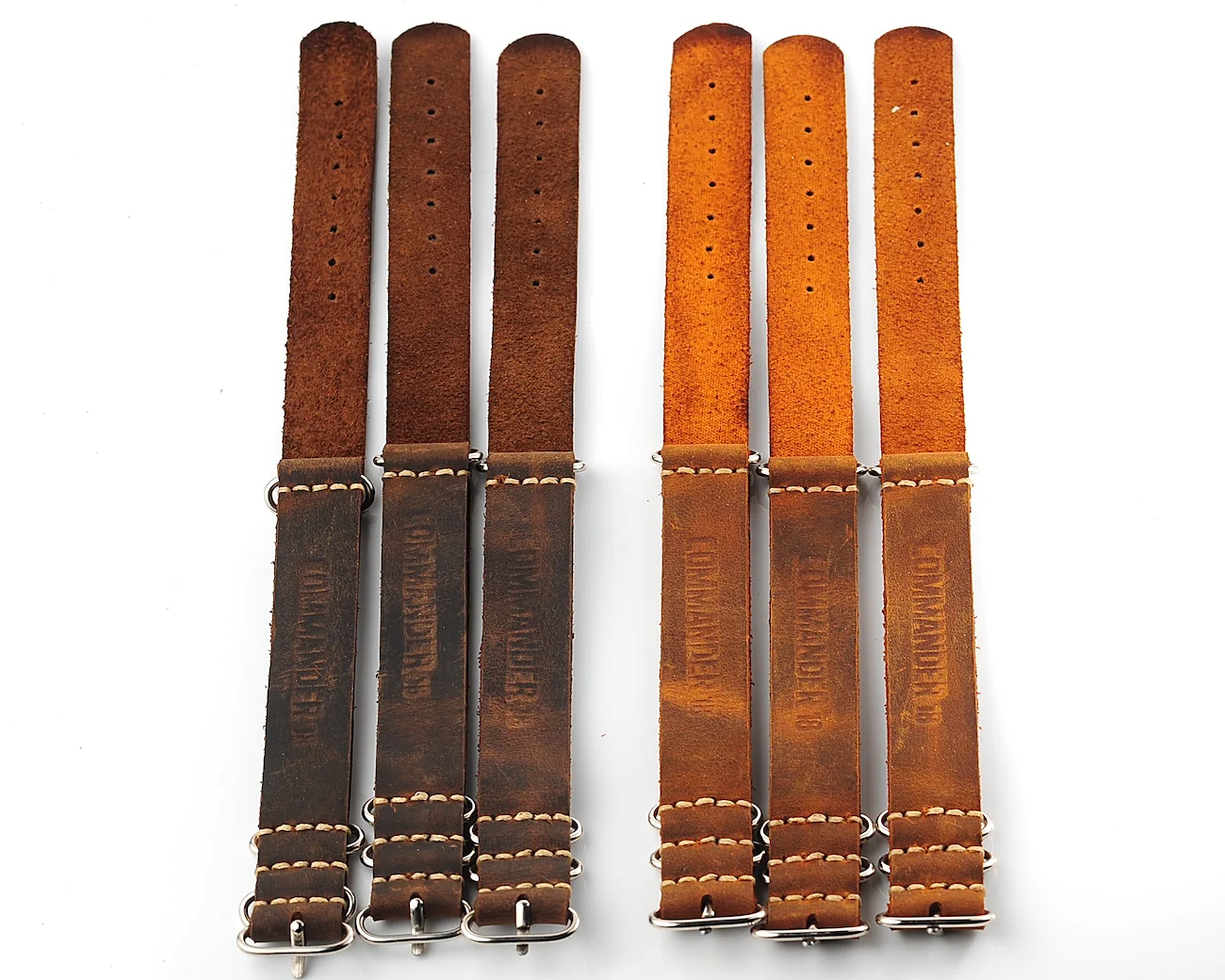NATO Commander® version 2: Crazy Horse genuine leather straps in 2 shades – hand stitched!