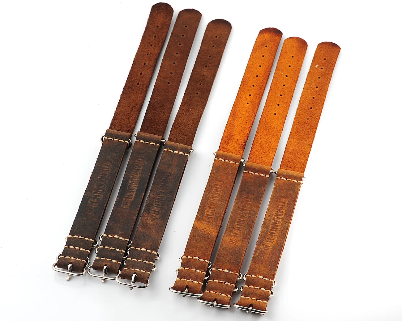 NATO Commander® version 2: Crazy Horse genuine leather straps in 2 shades – hand stitched!