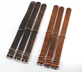 NATO Commander® version 2: Crazy Horse genuine leather straps in 2 shades – hand stitched!
