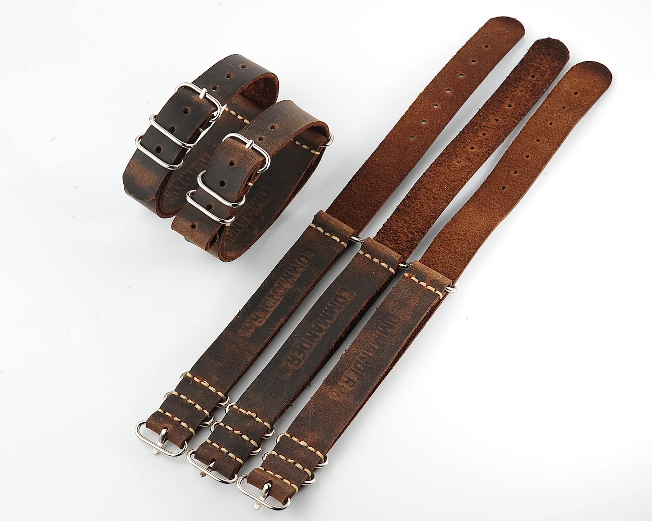 NATO Commander® version 2: Crazy Horse genuine leather straps in 2 shades – hand stitched!