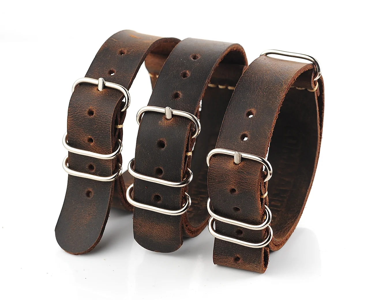 NATO Commander® version 2: Crazy Horse genuine leather straps in 2 shades – hand stitched!