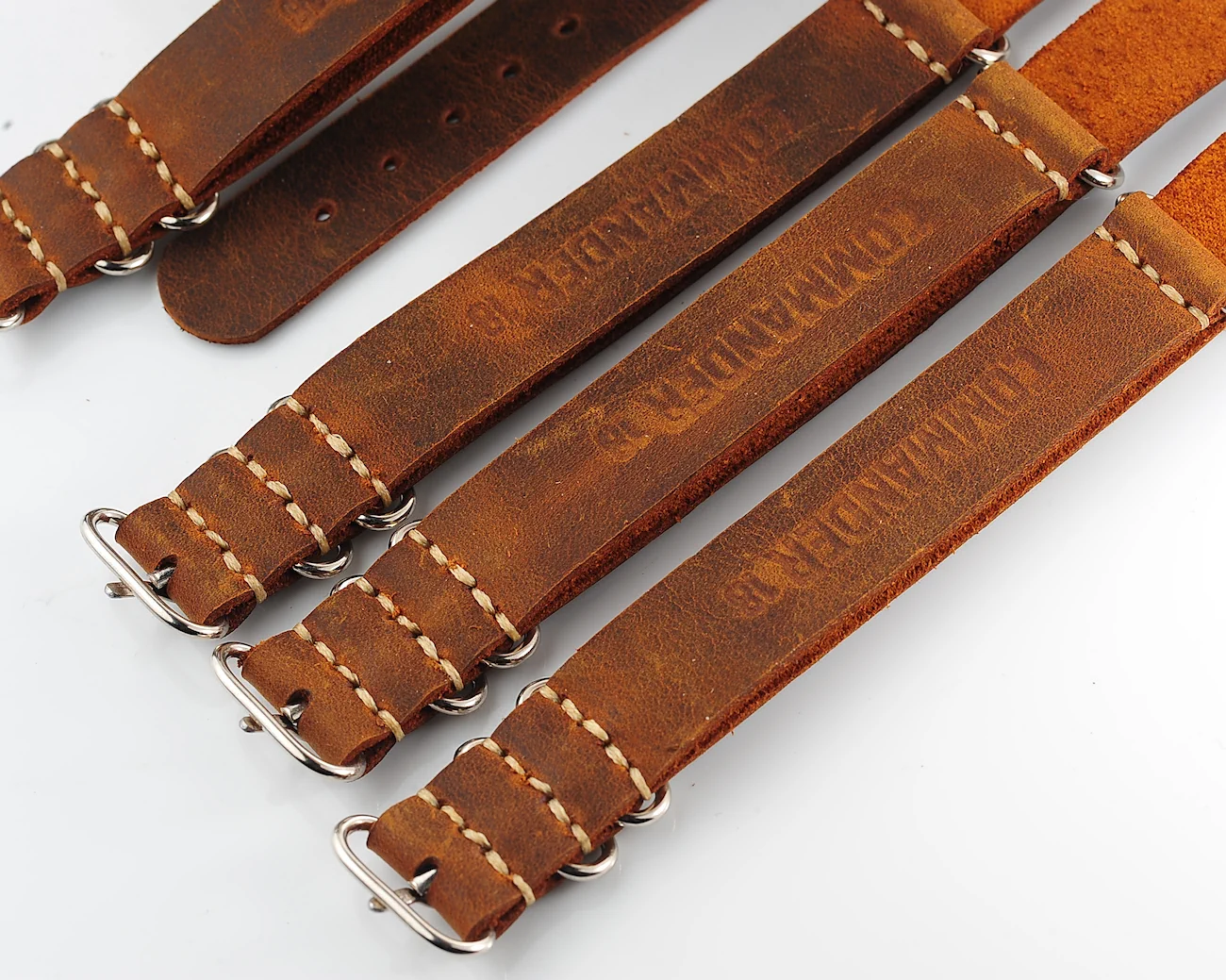 NATO Commander® version 2: Crazy Horse genuine leather straps in 2 shades – hand stitched!