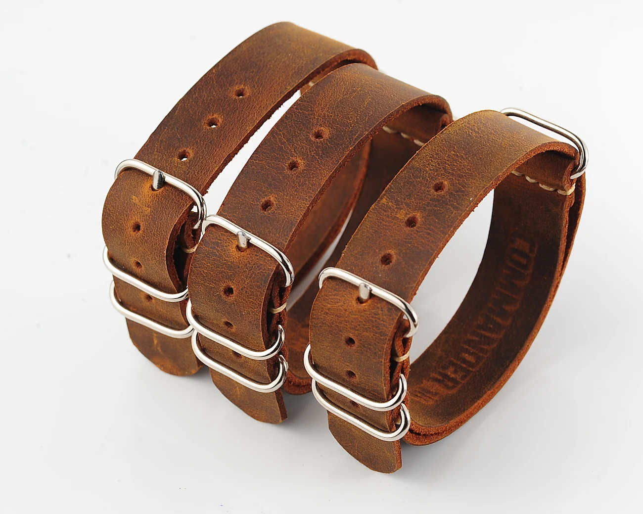 NATO Commander® version 2: Crazy Horse genuine leather straps in 2 shades – hand stitched!