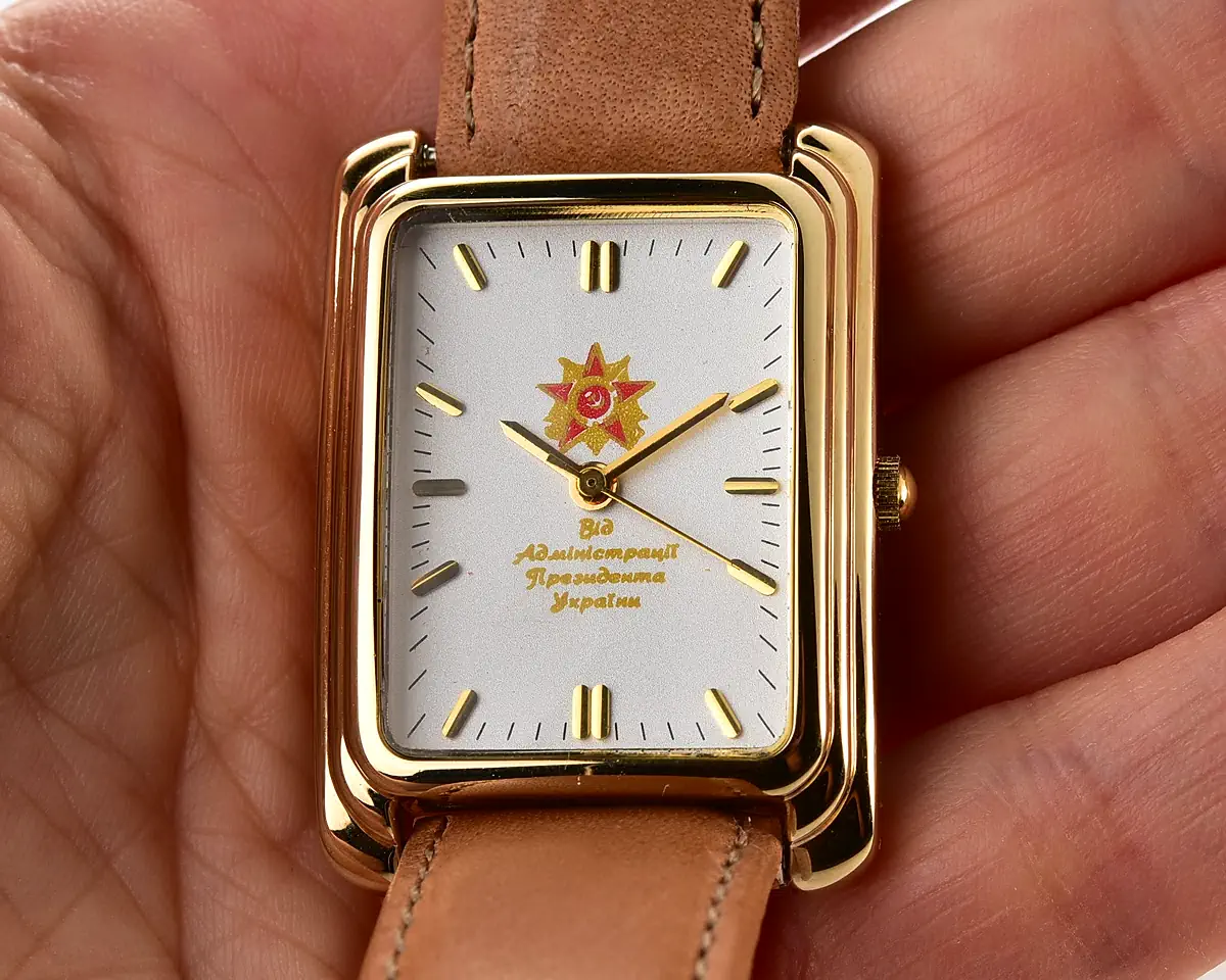 Poljot gold-plated quartz watch – a gift from the president of 🇺🇦 Ukraine, from May 2004 - Image 10