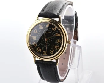 Poljot Zodiac Signs quartz wristwatch – black constellation dial, like new