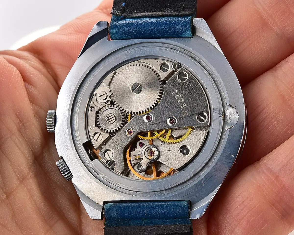 Vintage Soviet Raketa Navy 24-hour mechanical watch with anchor dial, rotating watch-shift ring and original Soviet strap, 1980s - Image 13