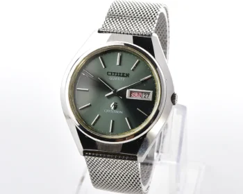Vintage Citizen Crystron Quartz – Green Sunburst Day-Date from May 1975