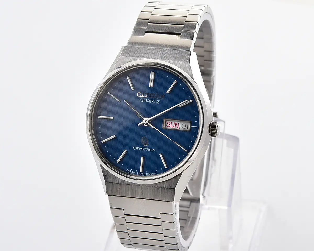 Vintage Citizen Crystron Quartz – Blue Dial Day-Date from March 1978