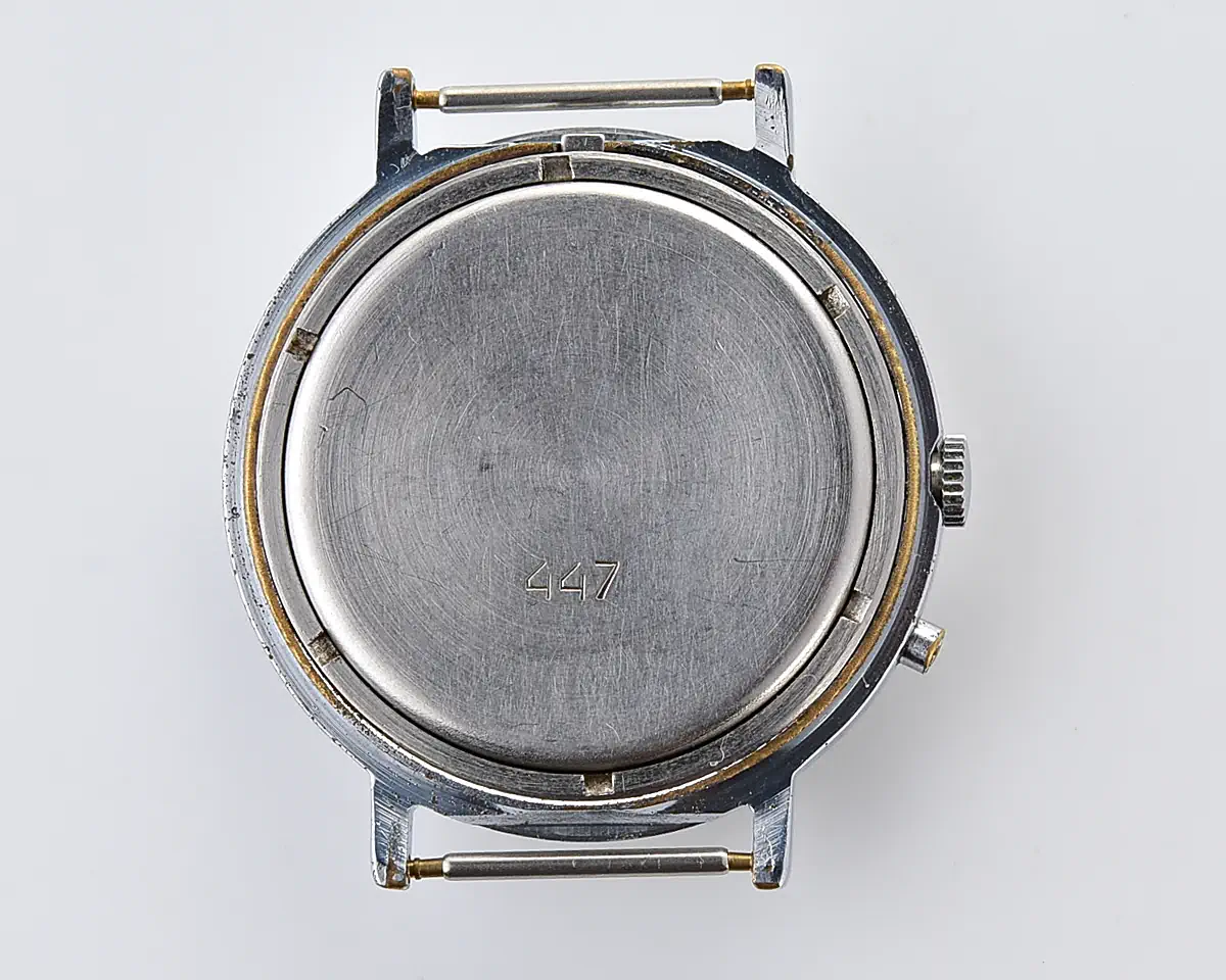 Slava Baikonur Kosmopolis mechanical watch with Mir space station, French & Russian flags - day/date, 1990s - Image 10