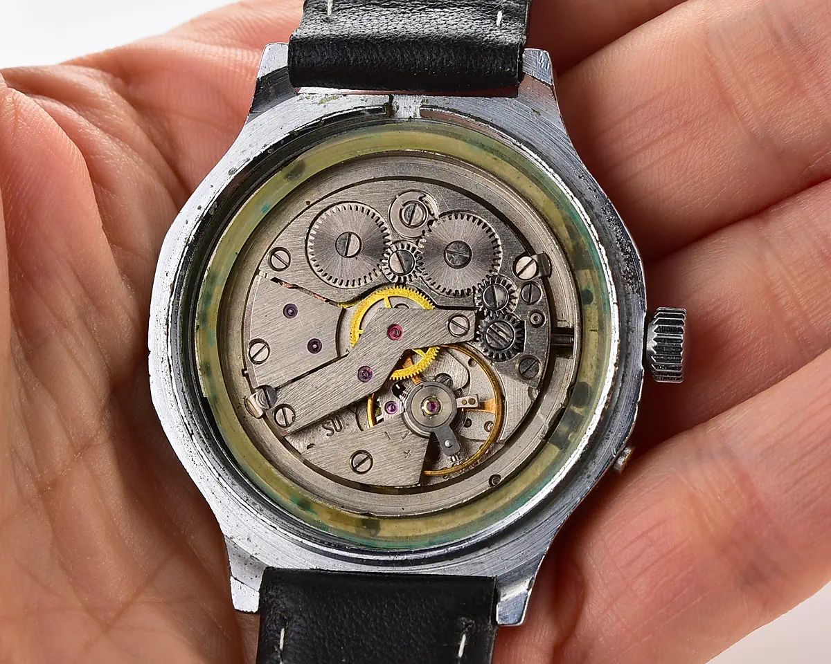 Slava Soviet mechanical watch with blue dial, day & date, 26 jewels, from the 1980s - Image 12