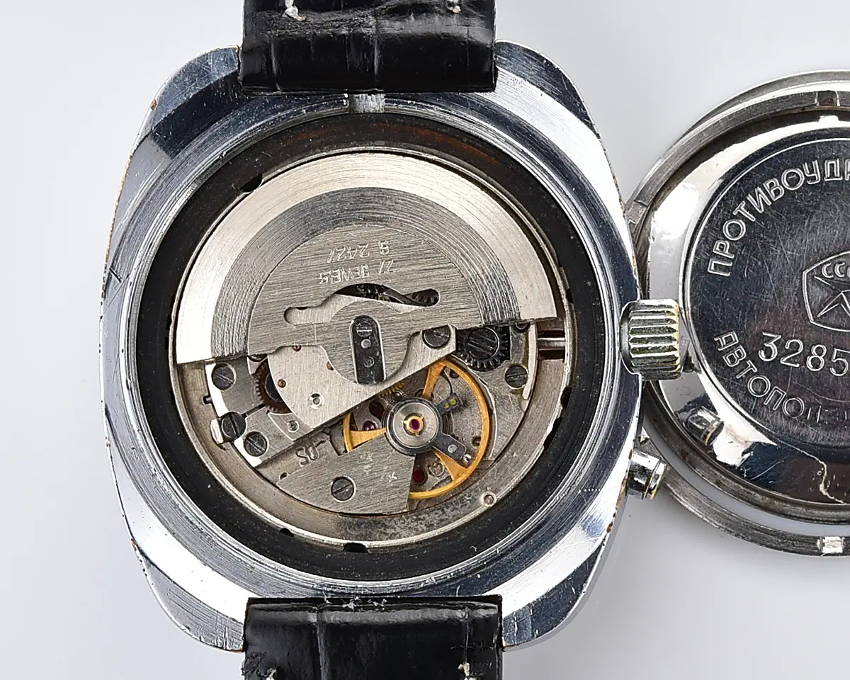 Slava Soviet automatic watch with green dial, day & date, 27 jewels, from the 1980s - Image 10