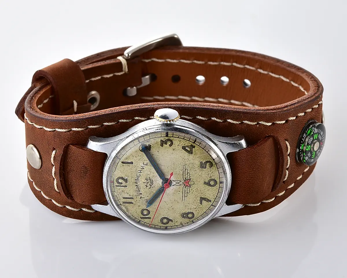 Rare: Sturmanskie Type 1 Soviet mechanical watch with compass strap – the original Air Force pilot's watch, from the 1st quarter of 1950! - Image 5