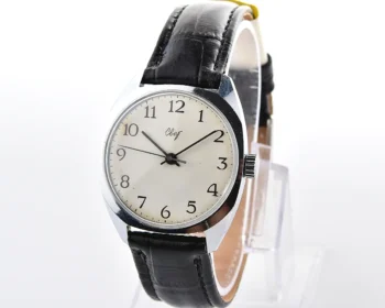 Soviet Svet "Light" vintage mechanical watch with white Arabic dial and cushion case, 1970s–80s