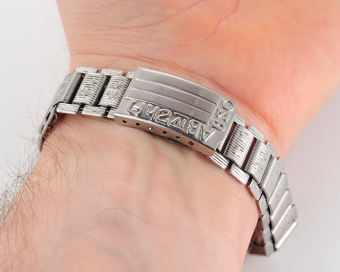 Vintage Soviet "Afgan" stainless steel 18mm x 195mm watch bracelet - AB(IV)Rh(i) blood type - Image 6
