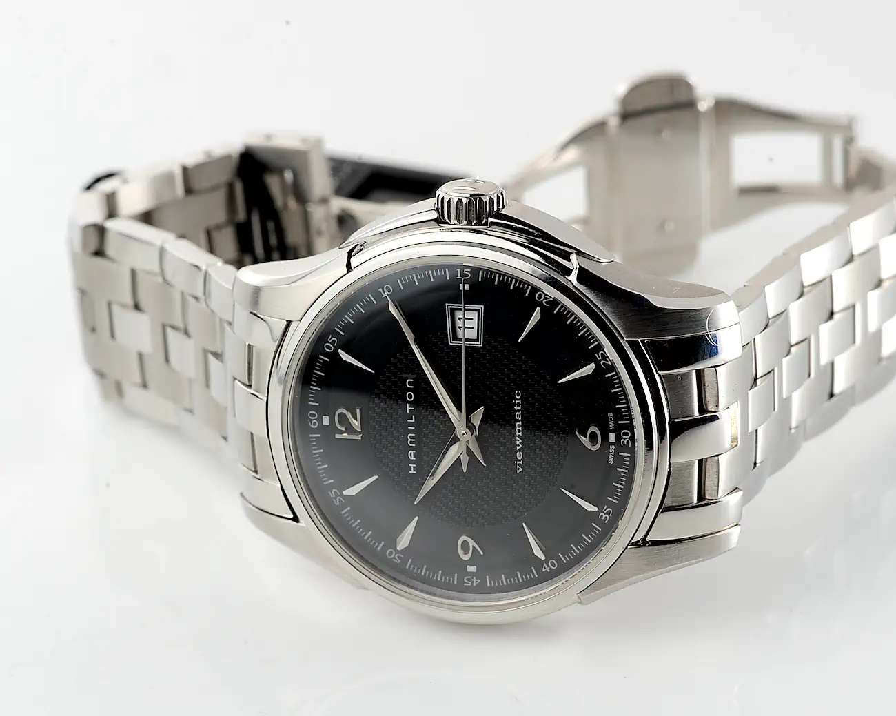 Hamilton Jazzmaster Viewmatic Swiss automatic watch with ETA 2824-2 – black dial, complete with box & booklet - Image 7