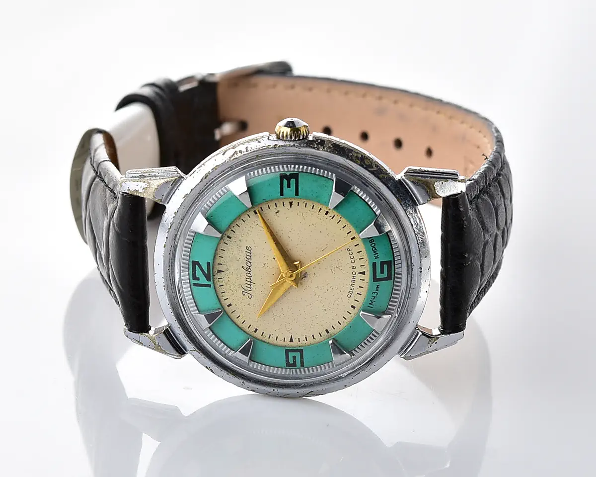 Vintage Soviet Kirovskie "Crab" 1950s - Turquoise & Cream Two-Tone Dial, Cal. 2408 - Image 9