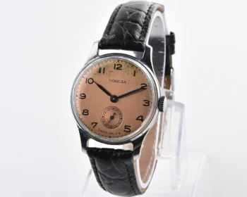 Vintage Soviet Pobeda 15 Jewels - Salmon Dial with Blue Hands, 2MChZ, 1st Quarter 1956