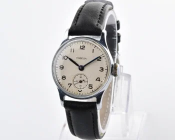 Soviet Pobeda "34-K" in hermetic case with black numerals, 1MChZ, from the 3rd quarter of 1954 – the same model as the first watch in space!