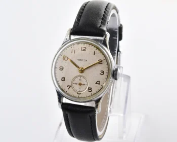 Soviet Pobeda "34-K" in hermetic case, 1MChZ, from the 1st quarter of 1955 – the same model as the first watch in space!